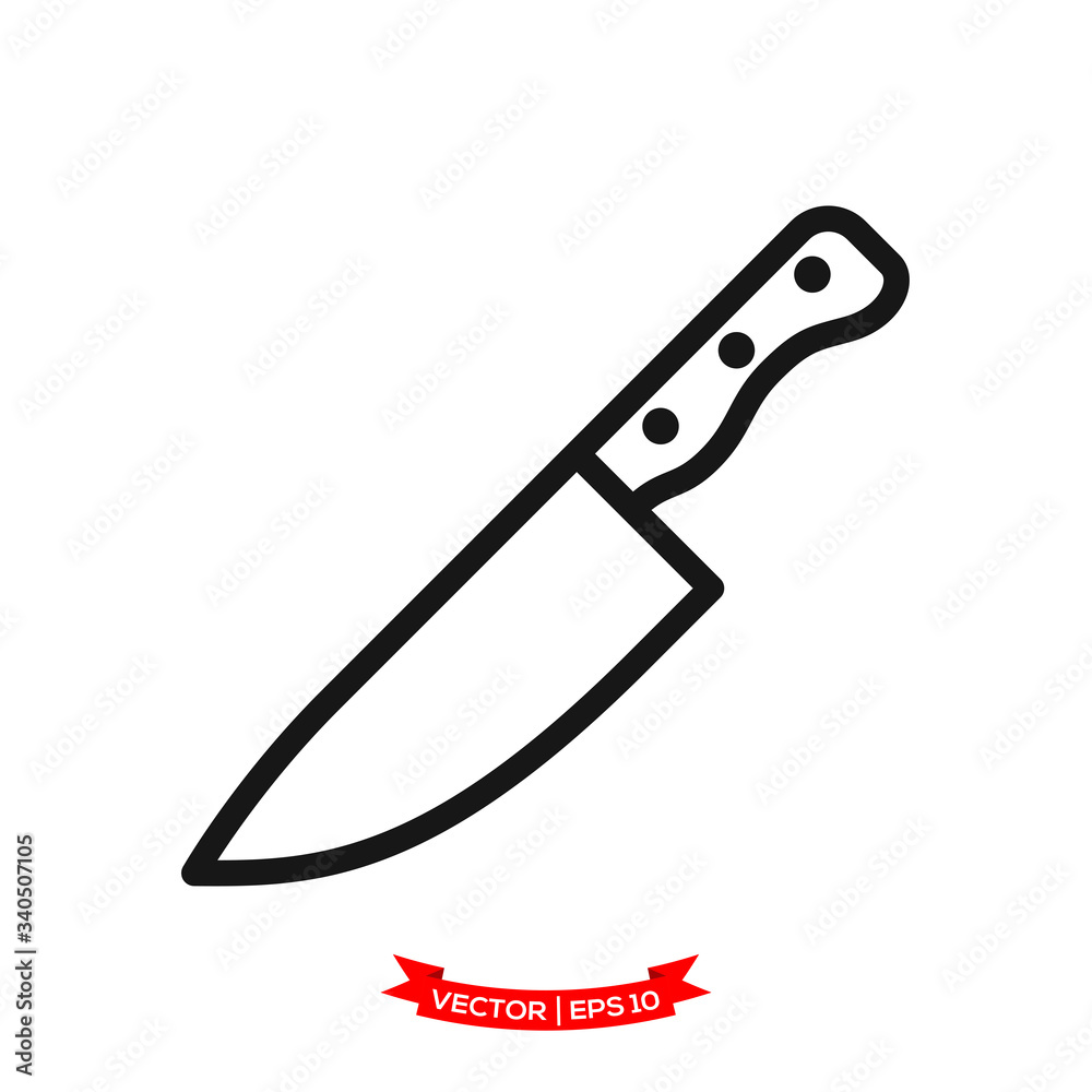 knife icon vector logo template, chef knife vector icon, kitchen utensil  icon Stock Vector