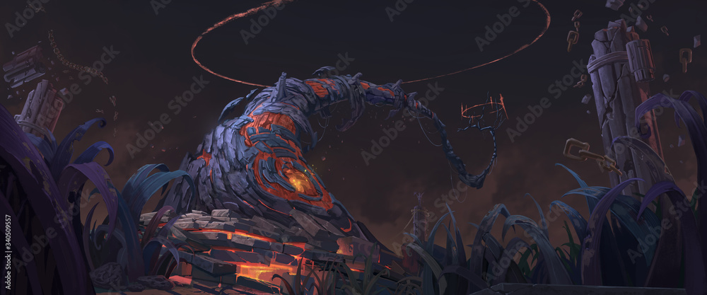 A digital illustration of the magic giant fantasy dead tree. Stock ...