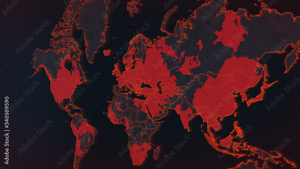World map of the spread of virus infection. COVID-19. Influenza. MERS. SARS World map of the spread of virus infection. COVID-19. Influenza. MERS. SARS
