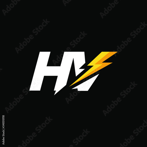 Initial Letter HV with Lightning photo