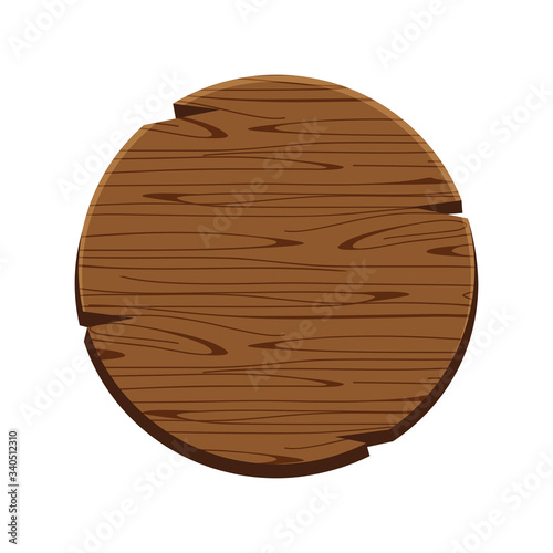circle wood oak sign isolated on white, round wooden sign old, signboard wood curved, circle wood panel frame cartoon style, wood plank brown vintage, empty wooden signpost for copy space message text