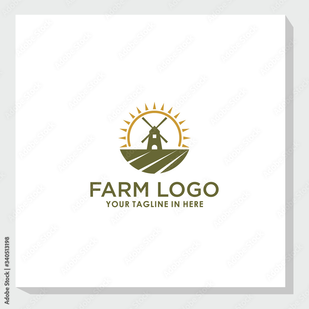 retro brand farm logo design template, agriculture logo brand vector