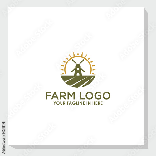 Fototapeta Naklejka Na Ścianę i Meble -  retro brand farm logo design template, agriculture logo brand vector