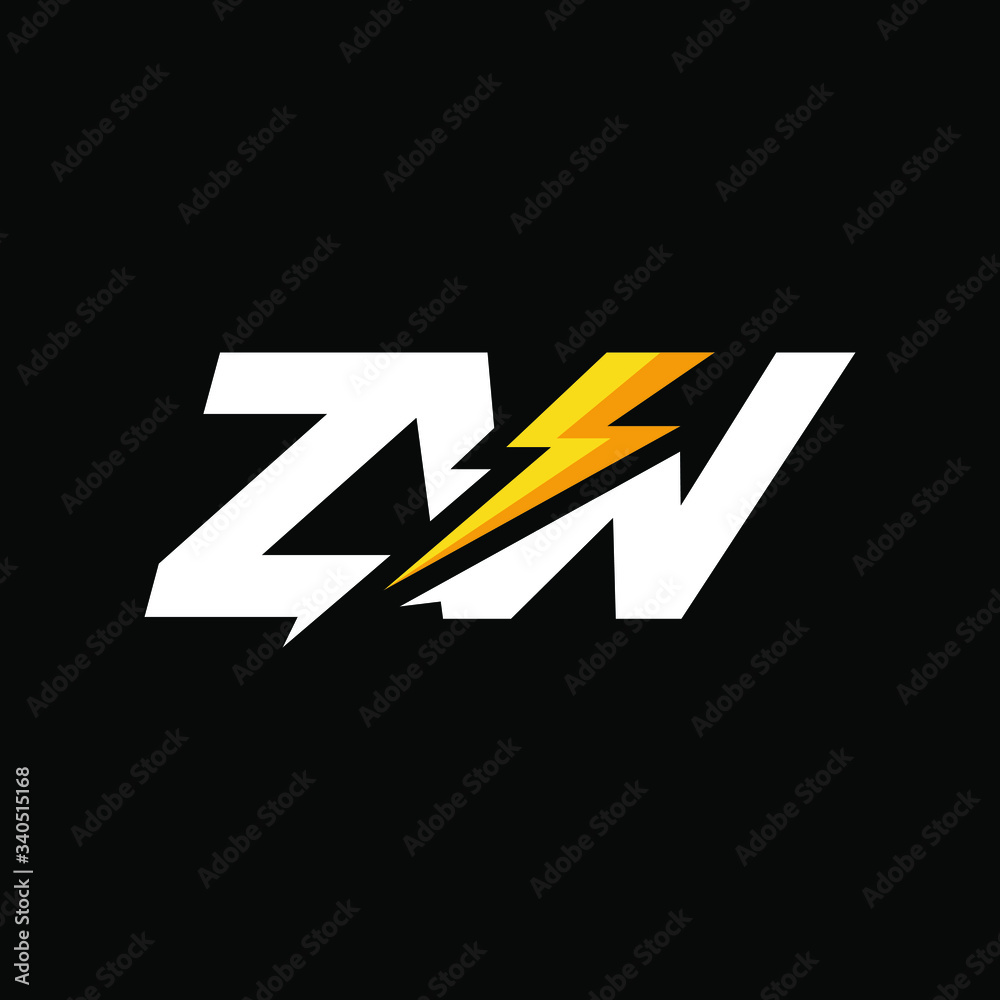 Initial Letter ZW with Lightning Initial Letter ZW with Lightning