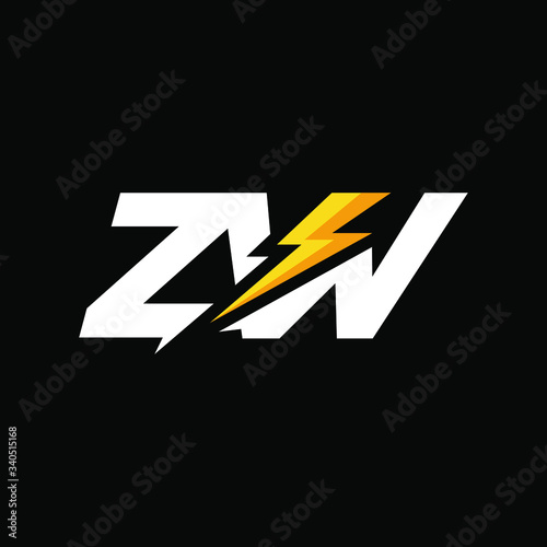 Initial Letter ZW with Lightning