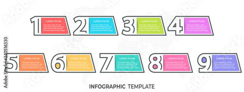 Elements infographic template with numbers 9 options.