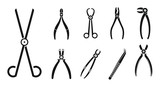 Medical forceps icons set. Simple set of medical forceps vector icons for web design on white background