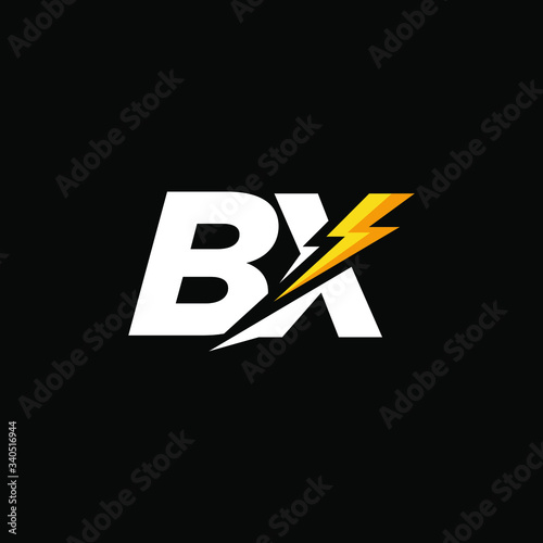 Initial Letter BX with Lightning photo