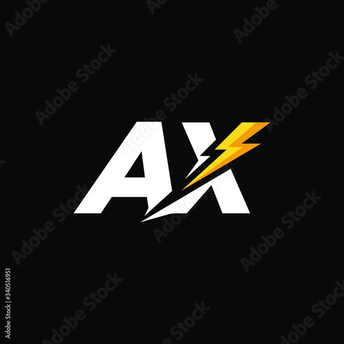 Initial Letter AX with Lightning