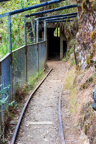 Old train  rairoad at  Karangahake gorge in New Zealand photo