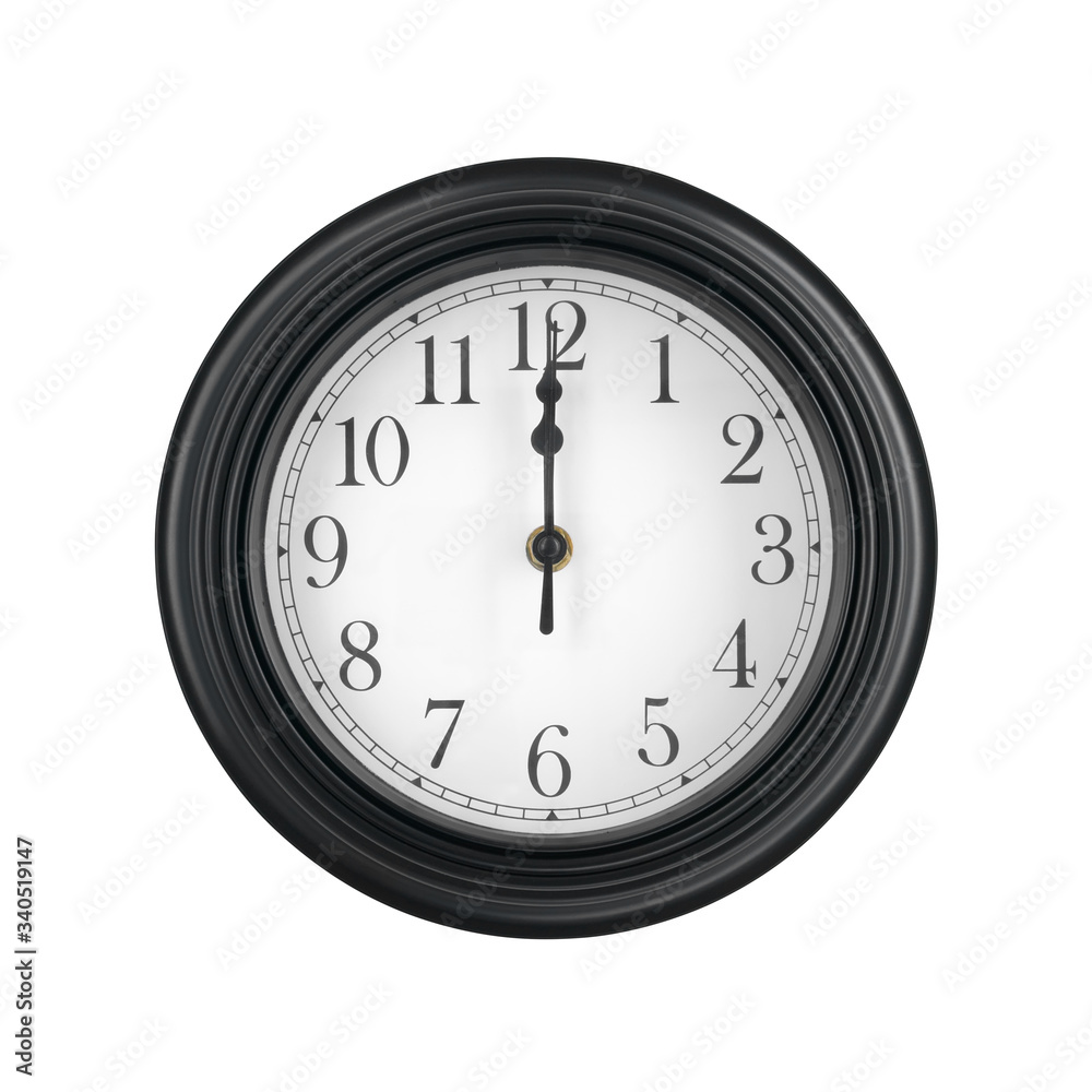 noon or midnight time with 12:00 clock on white concrete wall interior  background with copy space, message board concept. Noon is the lunch time ,  Mid Stock Photo - Alamy