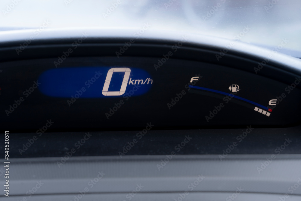 Fuel meter digital gauge and fuel in car.
Fuel meter digital gauge and fuel in car.