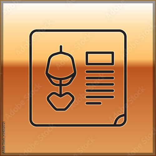 Black line X-ray shots icon isolated on gold background. Vector Illustration