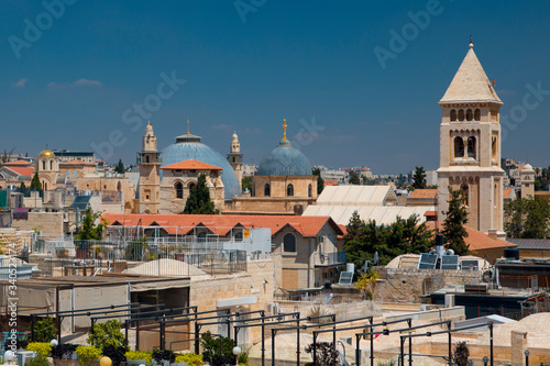 Jerusalem skyline with clock towers and domes 