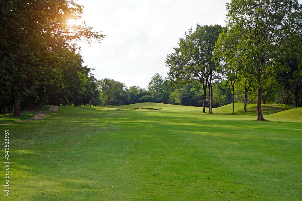 Beautiful golf course in a sunny day.