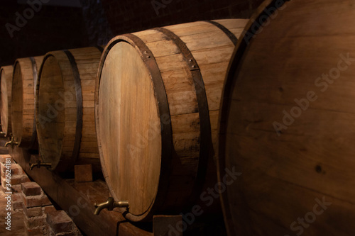 wine barrels in the cellar