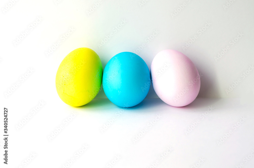 Colored Easter eggs on a white background Colored Easter eggs on a white background