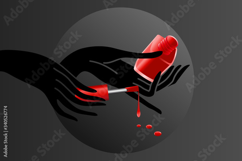 Illustration vectorielle originale sur le thème l’application du vernis à ongle.