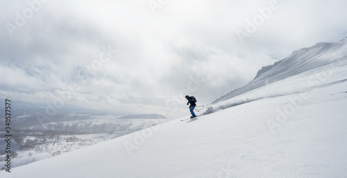 Skiing powder in Hokkaido/Japan with a view