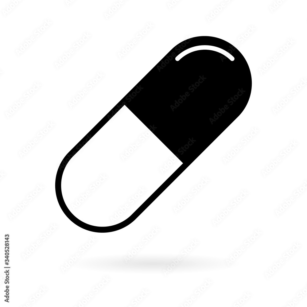Medicine pill flat capsule icon. Vector sign isolated on white background. Pharmacy illustration Medicine pill flat capsule icon. Vector sign isolated on white background. Pharmacy illustration