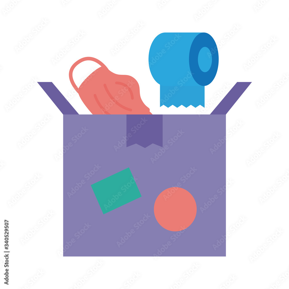 donations urn with face mask and toilet paper solidarity flat style donations urn with face mask and toilet paper solidarity flat style