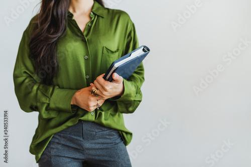 Woman holding a folder