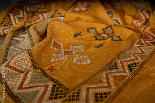 Yellow ochre Kilim of Morocco photo