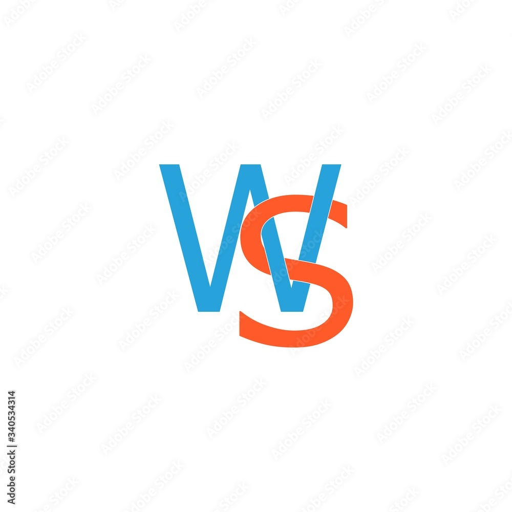 Initial WS Letter Linked Logo isolated on white background Initial WS Letter Linked Logo isolated on white background