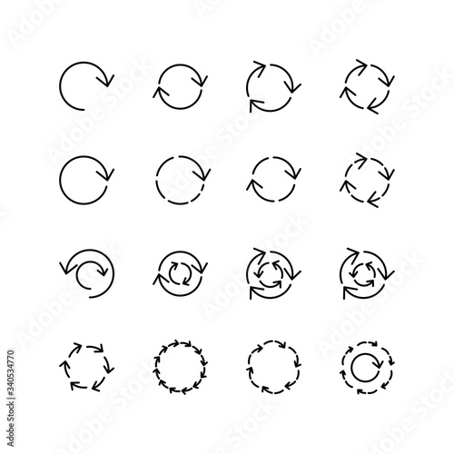 Set of reload arrow round line icon design  black outline vector icons  isolated against the white background  technology file vector illustration.