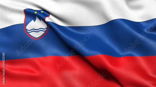 Bild auf Leinwand 3D illustration of the flag of Slovenia waving in the wind.