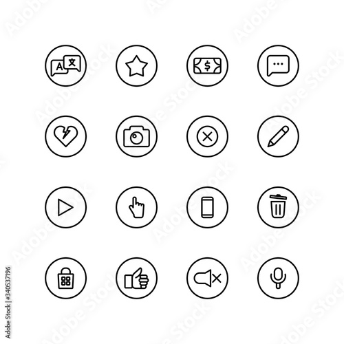 Set of website icon design vector, such as upload, download, clock, phone, love and others.
