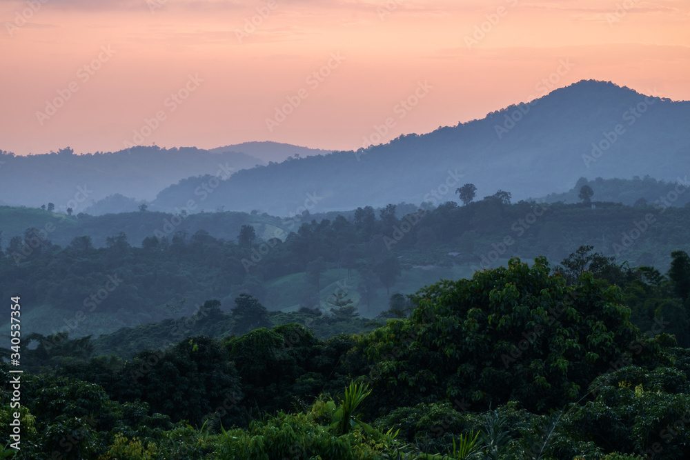 Traveling to see the sea of mist and sunrise in the morning at the view of Phu Lanka, Phayao Province, Thailand