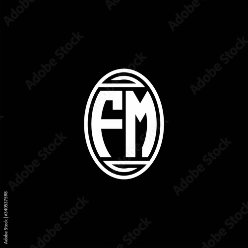 FM monogram logo isolated on oval rotate shape