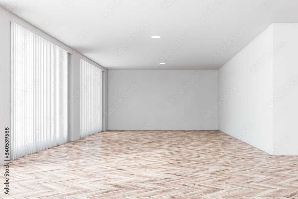 Empty white room interior with shutters Empty white room interior with shutters