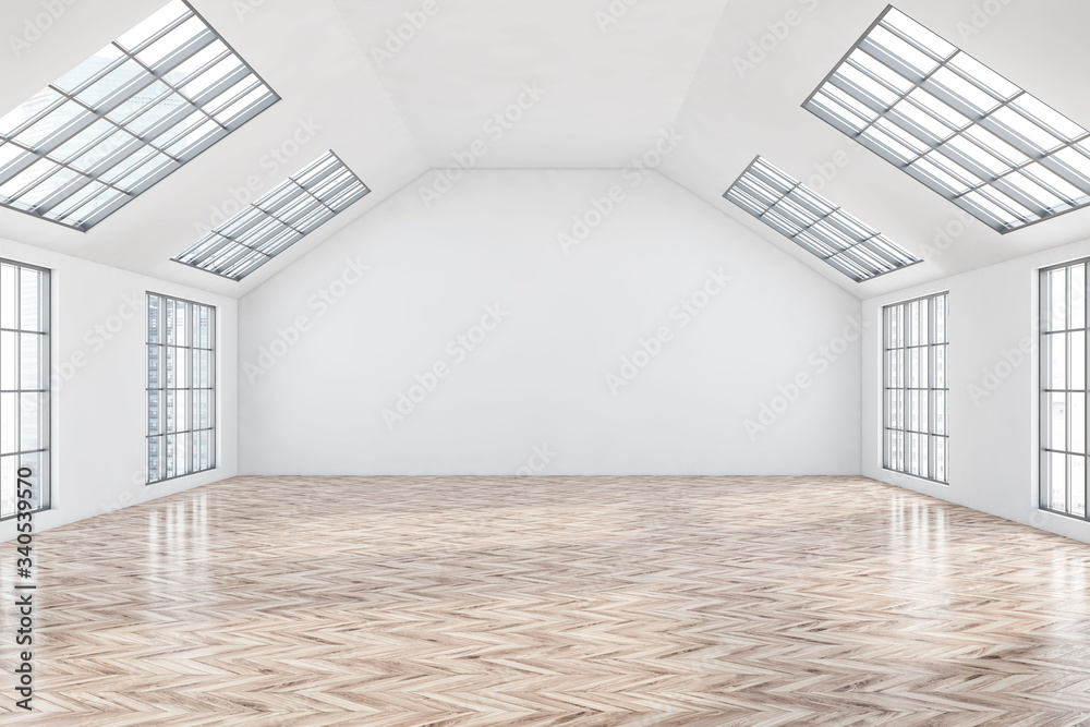 Obraz premium Empty white attic room interior
