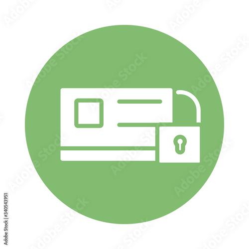 credit card with padlock block style icon
