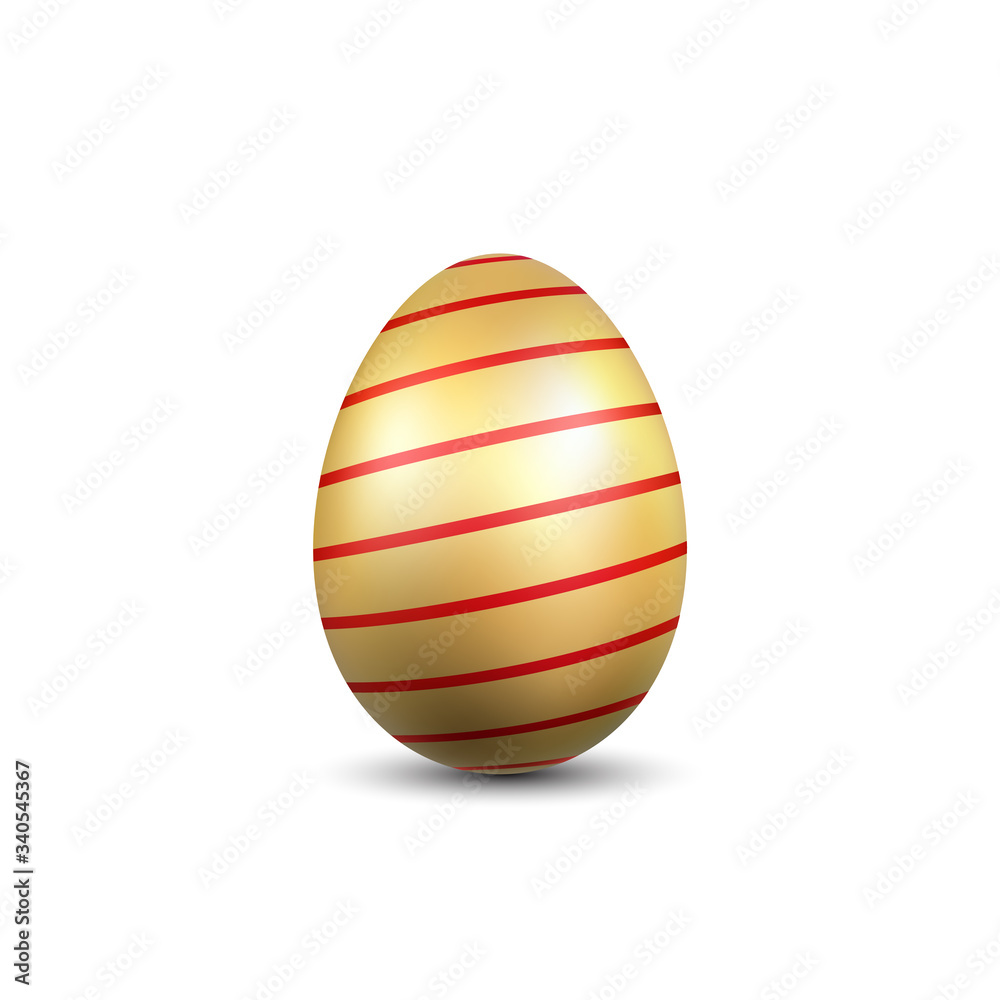 Easter egg 3D icon. Gold red egg, isolated white background. Bright realistic design, decoration for Happy Easter celebration. Holiday element. Shiny pattern. Spring symbol. Vector illustration Easter egg 3D icon. Gold red egg, isolated white background. Bright realistic design, decoration for Happy Easter celebration. Holiday element. Shiny pattern. Spring symbol. Vector illustration