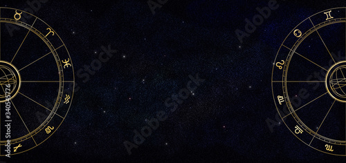 ホロスコープ- Horoscope and starry sky,Astrology Background -
