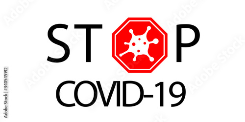 Coronavirus 2019-nCoV. Corona virus icon. Red sign isolated on white background. Stop pathogen respiratory infection. Design bacteria. Influenza pandemic Corona-virus prevention Vector illustration