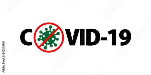 Coronavirus 2019-nCoV. Corona virus icon. Red sign isolated on white background. Stop pathogen respiratory infection. Design bacteria. Influenza pandemic Corona-virus prevention. Vector illustration