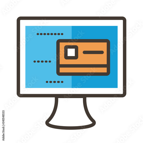 credit card in desktop line and fill style icon