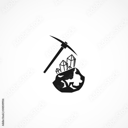 Mining Hammer icon. gem mining icon on white background for web and mobile