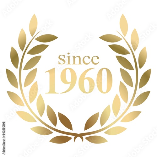 Year 1960 gold laurel wreath vector isolated on a white background 