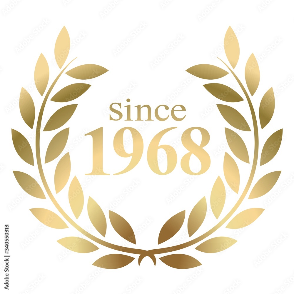 Year 1968 gold laurel wreath vector isolated on a white background Year 1968 gold laurel wreath vector isolated on a white background
