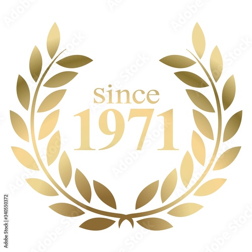 Year 1971 gold laurel wreath vector isolated on a white background 