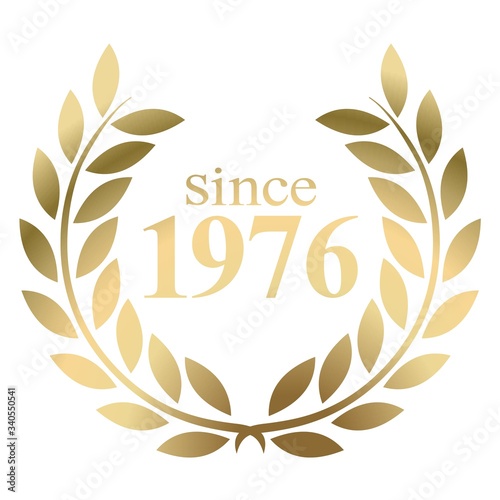 Year 1976 gold laurel wreath vector isolated on a white background 