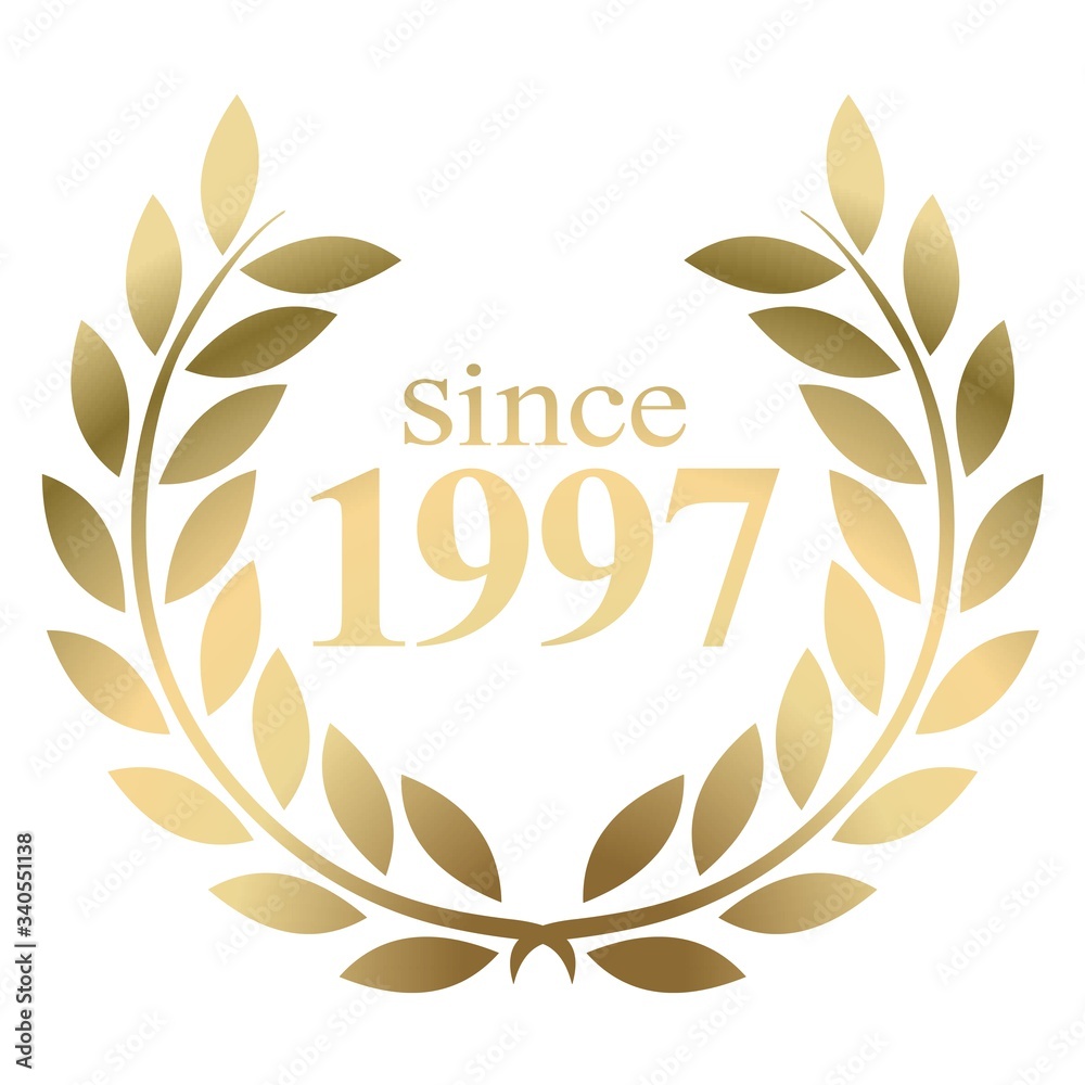 Year 1997 gold laurel wreath vector isolated on a white background Year 1997 gold laurel wreath vector isolated on a white background