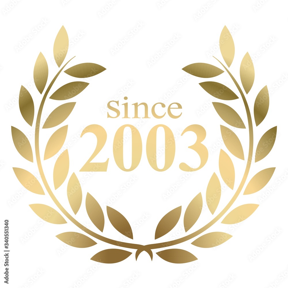 Year 2003 gold laurel wreath vector isolated on a white background Year 2003 gold laurel wreath vector isolated on a white background