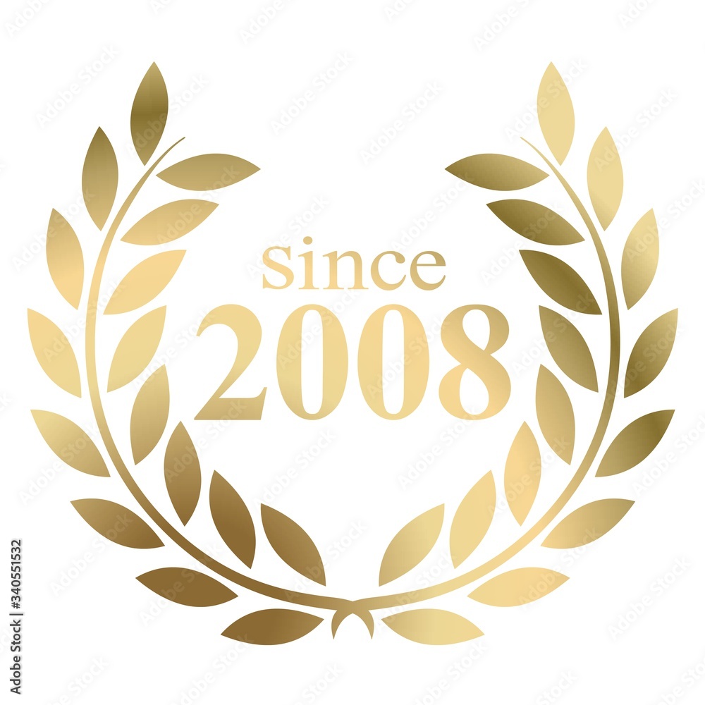 Year 2008 gold laurel wreath vector isolated on a white background Year 2008 gold laurel wreath vector isolated on a white background