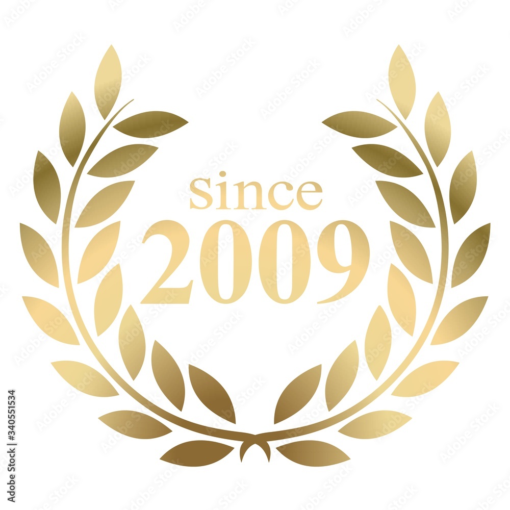 Obraz premium Year 2009 gold laurel wreath vector isolated on a white background 